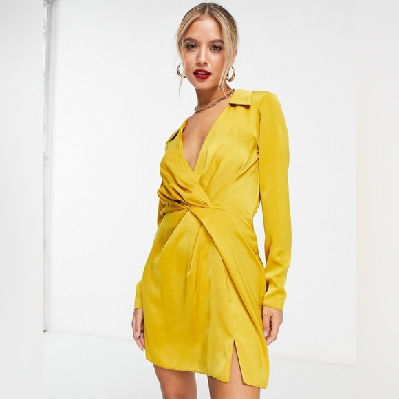 ASOS | Satin Twist Long Sleeve Mini Dress - Picture 1 of 13